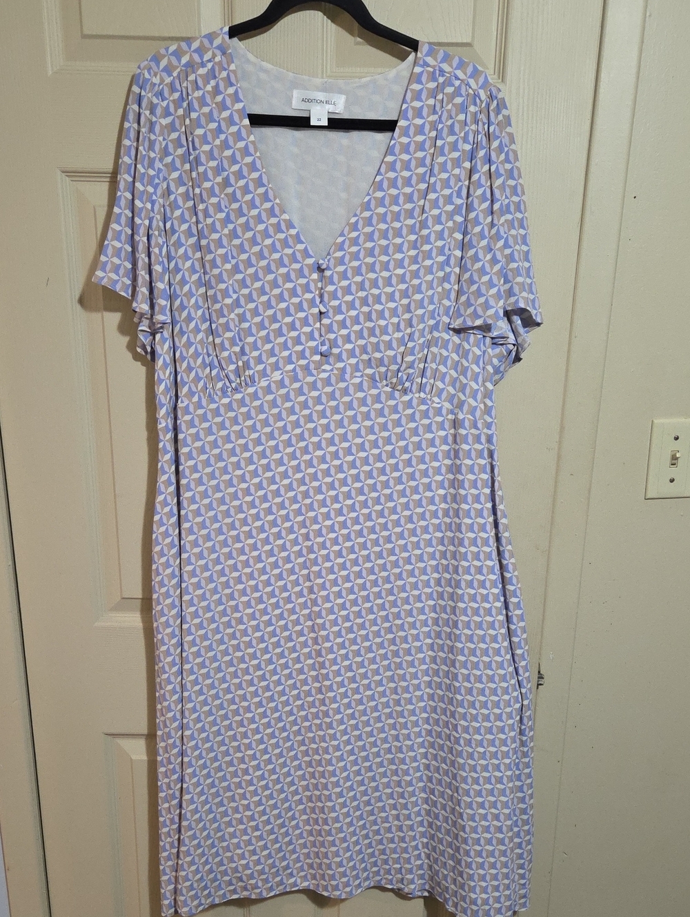 Addition Elle Lavender Geometric Midi Dress - V-Neck